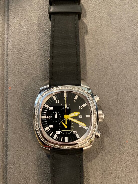 Locman Other - VINTAGE LOCMAN 1970 DIAMOND BEZEL BLACK CHRONOGRAPH WATCH